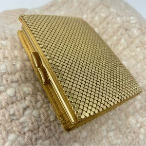 Vintage Whiting & Davis Gold Metal Mesh Coin Purse Wallet 1950s Mid Century